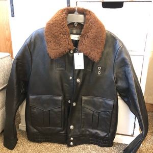 Coach Shriff Black Leather Shearling Jacket